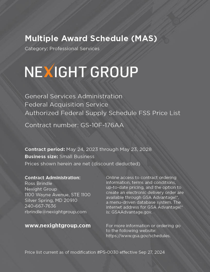 Cover of the Nexight GSA MAS catalog and price list